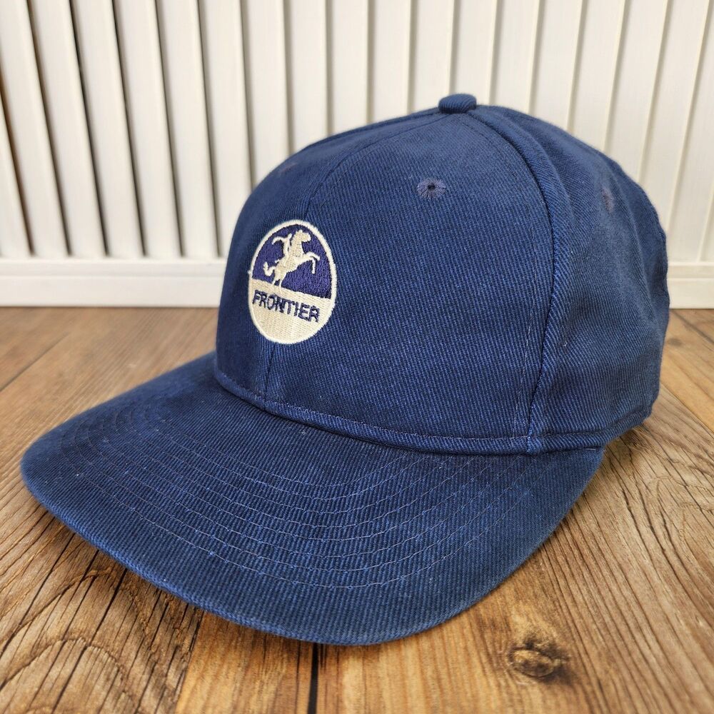 VTG La Mode Frontier Horseman Strapback Hat Cap Blue Cowboy Western Made in USA